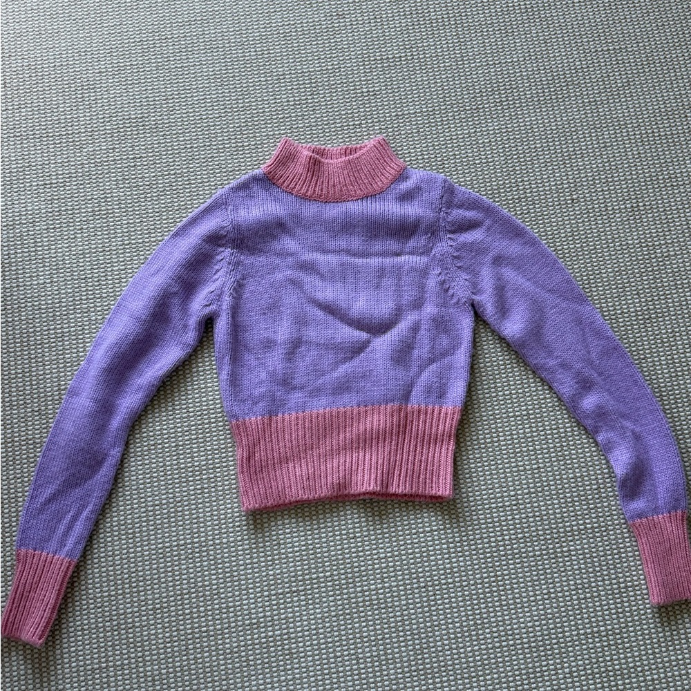 STAUD Purple and Pink Turtleneck Cashmere Sweater